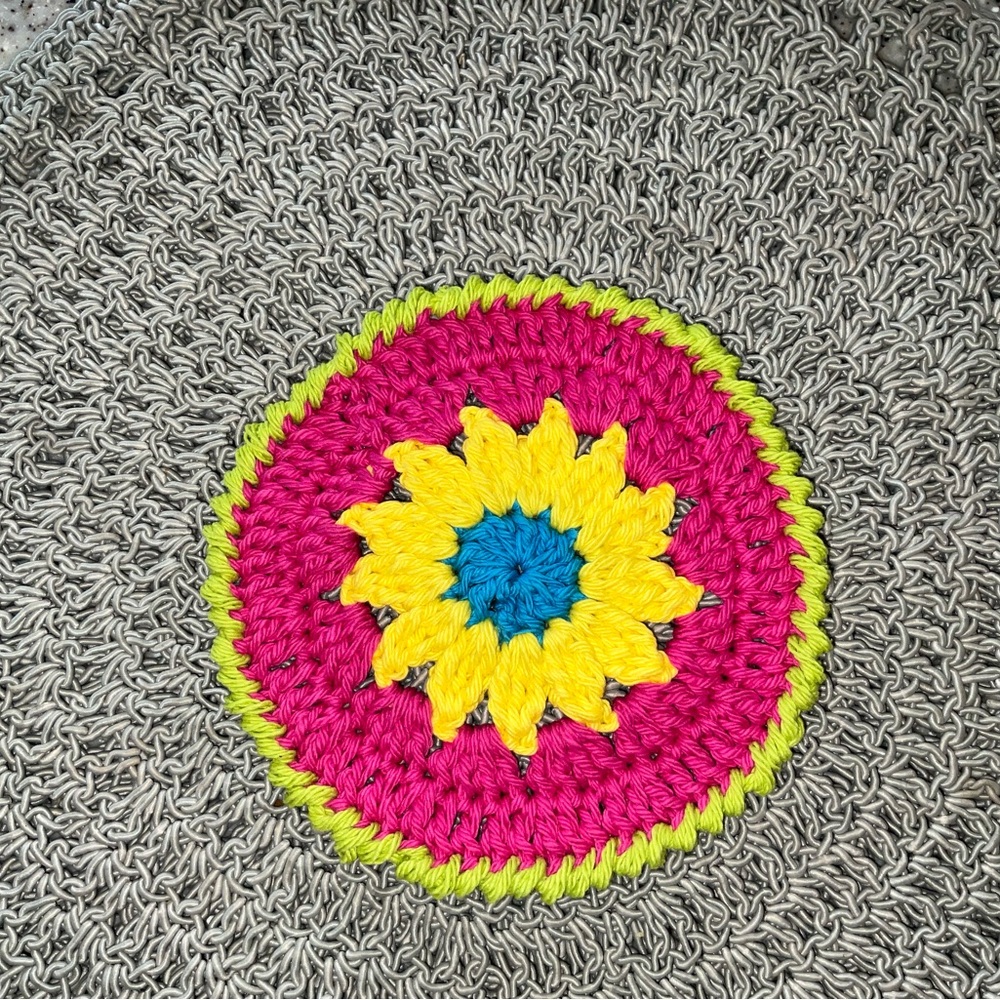 Handmade Crochet Coaster set Boho Festive colorful Mexicana style Flower Mug Rug - Picture 7 of 7